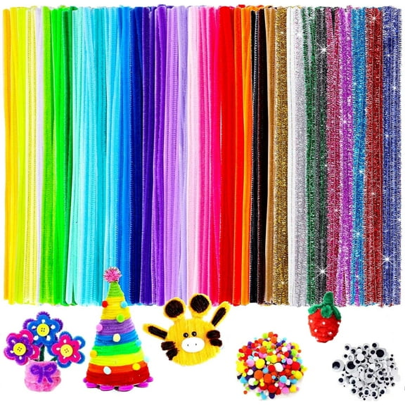 XKDOUS 560 PCS Pipe Cleaners Craft Chenille Stems, 37 Colors Pipe Cleaners Bulk with Googly Eyes for DIY Art Craft Supplies Craft Fuzzy Pipe Cleaners