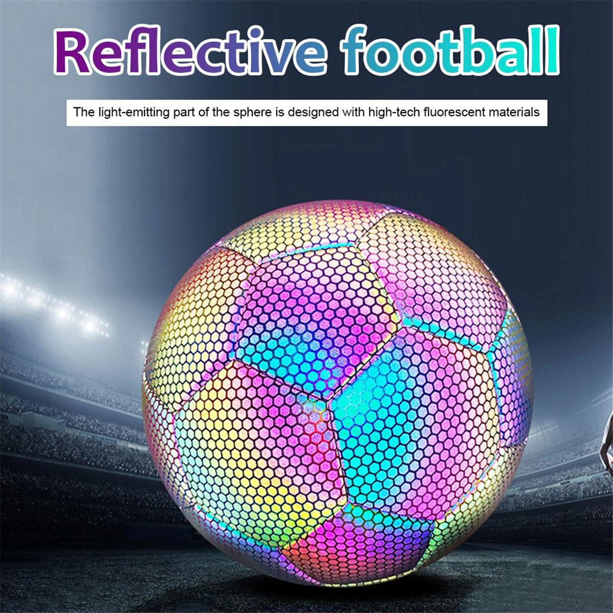 Holographic Soccer Ball - Glow in the Dark, Reflective, Size 5 - Perfect For Kids