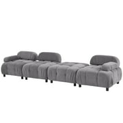 Modular Sectional Sofa, ONE PIX 93 L Shape Reversible Sofa, Modern Button Tufted Cloud Couches for Living Room, Apartment, Office, Gray