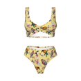 thumbnail image 4 of Rocae Beautiful Bright Birds And Flowers for Bikini Set for Women Two Piece Sexy High Swimsuits Split Crossover Bikini Large, 4 of 9