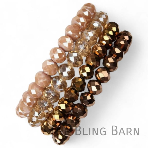 Luxe Faceted Stretch Bracelet Stack – Multi-Tone Glass Bead Bracelet Set