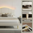 thumbnail image 6 of Pinmoco Queen Upholstered Bed Frame with Adjustable Arc-shaped Headboard, LED Platform Bed, Beige Fabric, 6 of 10