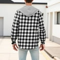thumbnail image 4 of Mens Plaid Hooded Shirt Button Down Long Sleeve Flannel Hooded Shackets with Pocket Casual Drawstring Hoodie Jacket (XL, White), 4 of 7