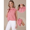 thumbnail image 2 of DARING DIVA Women's Gingham Top Work Cap Sleeve Vintage Plaid Button Down Shirts S Red, 2 of 6