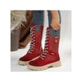 thumbnail image 4 of Frontwalk Women Riding Boot Side Zipper Mid-Calf Boots Lace Up Winter Shoes Work Lug Sole Womens Casual Red 6, 4 of 6