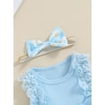 thumbnail image 5 of FEORJGP Kids Toddler Girl Summer One-piece Jumpsuits 0-24M Infant Baby Sleeveless Romper Dress Daisy Print Cute Bow Bodysuits A-line Dress and HeadbanFashion Casual Clothes for Daily Outfits, 5 of 6