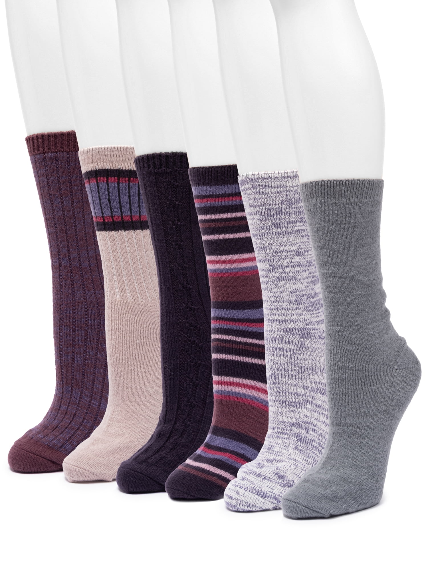 MUK LUKS Women's Fluffy Dream Crew Socks, 6-Pack, One Size