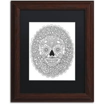 Trademark Fine Art "Candy Skull" Canvas Art by Hello Angel, Black Matte, Wood Frame