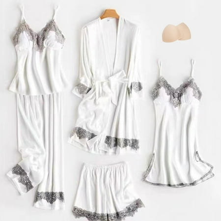 

Female Pajamas Set 5pcs Sleepwear Lace Comfortable Sleepwear Loungewear