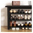 thumbnail image 5 of Shoe Rack with Leather Cushion 3-Tier Shoe Rack Organizer for Entryway Hallway or Living Room Farmhouse Rustic Wooden Seat Black 11.8" Dx23.6 Wx20.4 H, 5 of 7