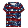 thumbnail image 4 of Cavosen Patriotic Clothes for Women Petite 4th of July Short Sleeve Crewneck Tops USA Star Striped Print T Shirts Lady XL Red White and Blue Casual Shirts Patriotic Tunic Tees Patriotic Outfits, 4 of 4