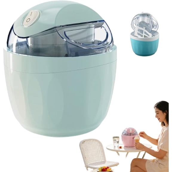 Mini Ice Cream Maker Machine Electric Homemade, Portable Small Ice Cream Maker for DIY Frozen Dessert Soft Serve with One Touch Control