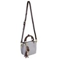 thumbnail image 3 of Mini Clova Women's Genuine Leather Satchel Purse with Adjustable Shoulder Strap and Golden Accents, 3 of 5