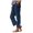 Blue, variant on Straight Leg Pants Women Summer Casual Fashion Loose Solid Color Elastic Waist Pant With Pocket Blue,L