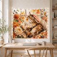 thumbnail image 4 of Maine Coon Cat Being Petted with Autumn Chrysanthemums in Rustic Window, Cozy Watercolor for Cat Lovers, Pet Art Decor, Thanksgiving Gift, Tapestry Wall Hanging for Bedroom and Living Room, 4 of 5
