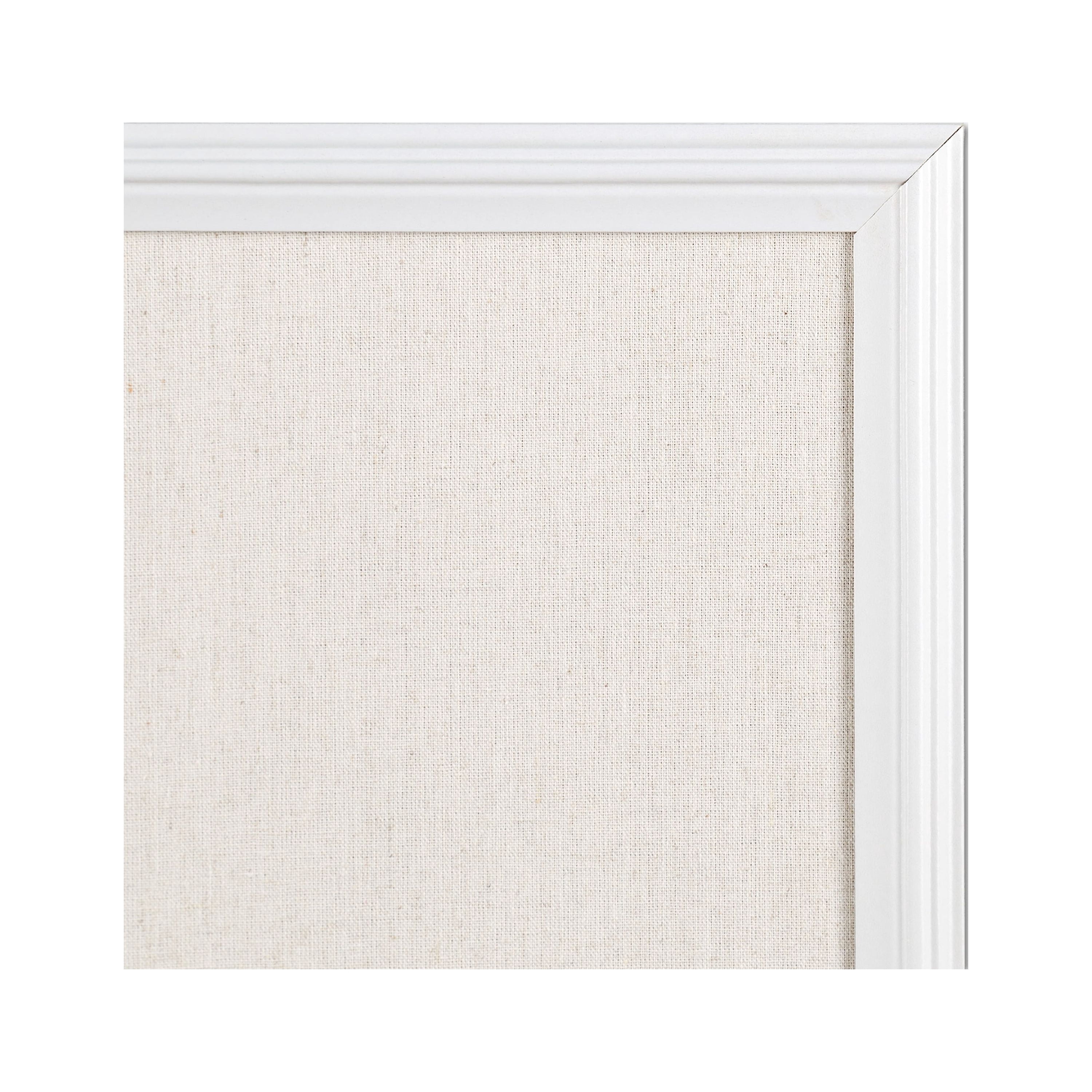 U Brands Linen Bulletin Board, 23" x 17", Natural Linen, White Decor MDF Frame, 3264U