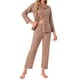 thumbnail image 2 of INSPIRE CHIC Conjunto de Pijamas de Mujer a Cuadros de Manga Larga con Pantalones y Botones, con Bolsillos, Color Marrón, 2 of 6