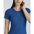 thumbnail image 5 of Real Essentials 4 Pack: Women's Ribbed Knit Short Sleeve Crew Neck T-Shirt (Available in Plus), 5 of 6