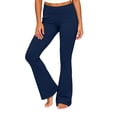 thumbnail image 2 of Karymi Capri Pants for Women Fold Over High Waist Flared Yoga Pants, Solid Slim Fit Bootcut Casual Lounge Trousers with Side Pockets, Stretchy Workout Pants Athletic Shorts for Women, 2 of 9