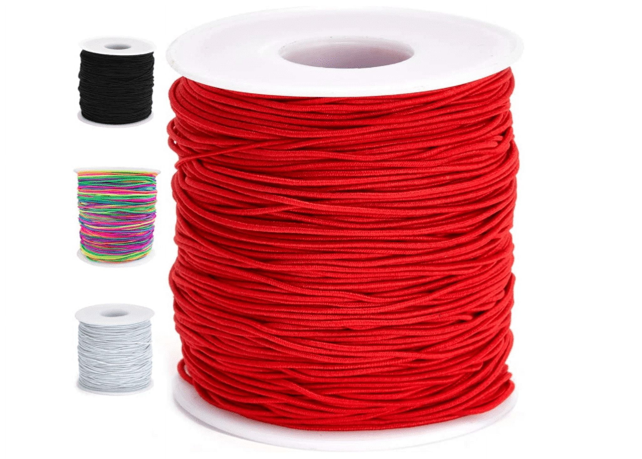 1mm Elastic Cord Stretchy String for Bracelets, Necklaces, Jewelry Making, Beading, Masks; 109 Yards Black