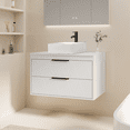 thumbnail image 3 of 30" Wall Mount Single Bathroom Vanity with Vessel Sink, Floating Cabinet Manufactured Wood Top, Faucet, Drain, 3 of 7