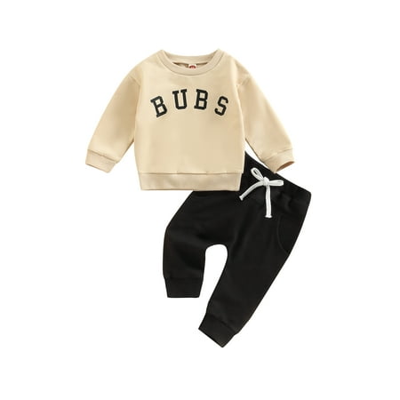 

Ma&Baby Baby Boy Outfits 2pcs Letter Cotton Sweatshirt Pants Sweatsuit Clothes 0-3 Years