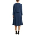 thumbnail image 2 of INSPIRE CHIC Women's Wedding Guest Suit Dress Two Pieces Sets Formal Sleeveless Dress and Crop Blazer Shrug 2XL Dark Blue, 2 of 4
