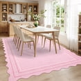thumbnail image 3 of Garvee 9'x12' Scalloped Washable Area Rug Solid Border Carpet with Non Slip Backing, Soft Low Pile Rug for Living Room Bedroom Home Office, Pink, 3 of 10