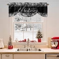 thumbnail image 2 of Merry Christmas Tie Up Valances Curtain, Winter Snowflakes Retro White Black Adjustable Rod Pocket Short Window Treatment Tie Up Curtains Valances for Kitchen Living Room Bathroom 42x18 Inches, 2 of 9