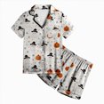 thumbnail image 5 of CAUYDY Halloween Pajamas Girl Silk Pajamas Button Up Shirt and Shorts Satin Pajama Set 2 Piece Loungewear Sleepwear,4-5 Y, 5 of 5
