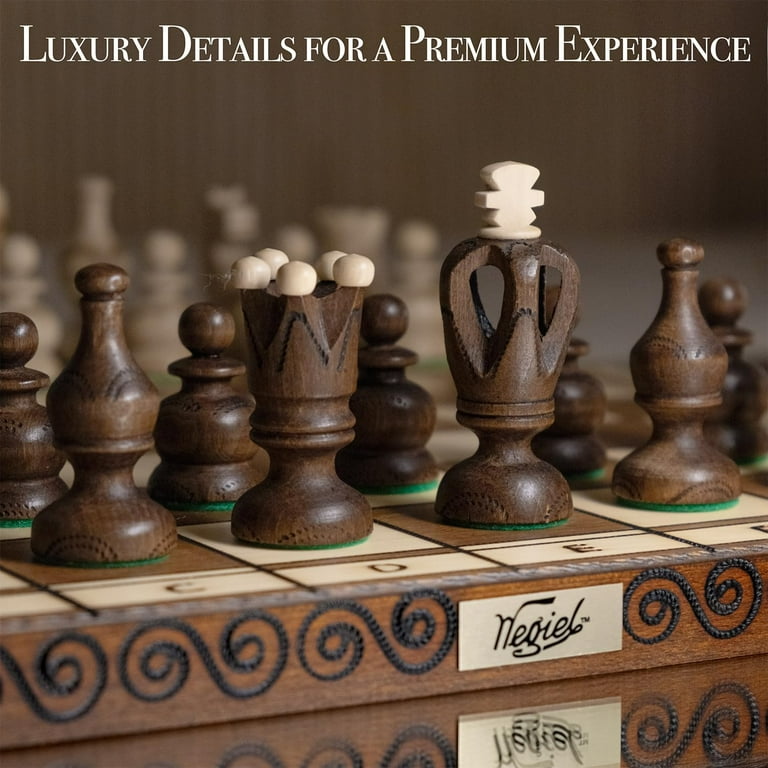 Wegiel Grand Royal Wooden Chess Set for Adults - Luxury