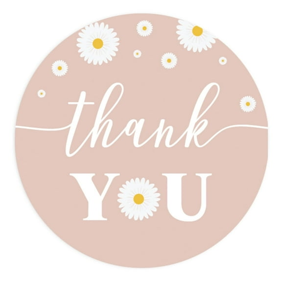 Koyal Wholesale Daisy Favor Thank You Stickers, 80-Pk 2-Inch Round