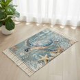 thumbnail image 3 of Blue Turtle Coastal Bathroom Rug 2'x3', Summer Beach Nautical Starfish Coral Low Profile Front Entryway Rug with Tassels, Woven Cotton Washable Kitchen Mat Carpet for Foyer Bedroom Back Door Decor, 3 of 9