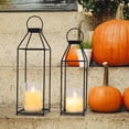 thumbnail image 2 of Cnshop 2-Piece Black Metal Lantern Candle Holders, Decorative Indoor Outdoor Home Accents, 2 of 7