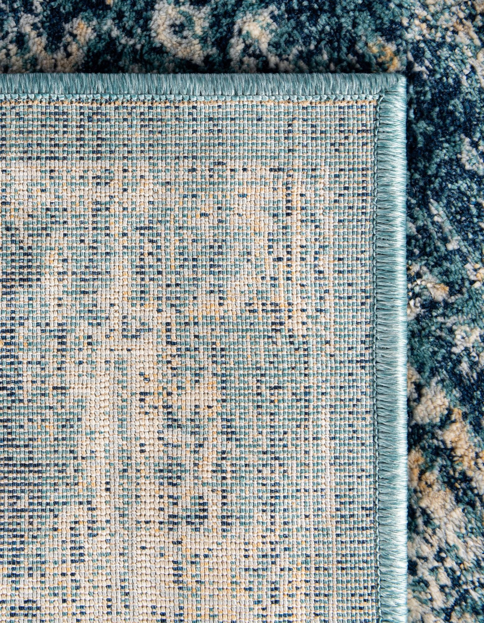 Unique Loom Oslo Collection Area Rug - Norrebro (3' x 13' 1" Runner Navy Blue/Light Blue)