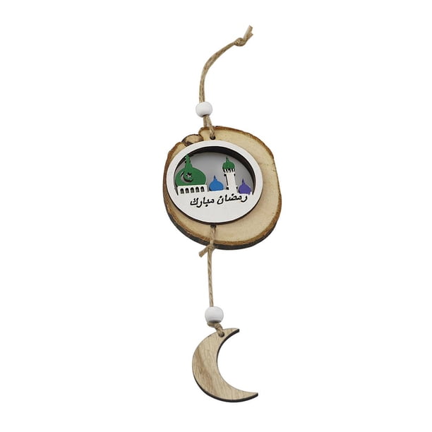 Adornos Colgantes De Madera Redondos En Forma De Luna Con Forma De Estrella Eid De Ramadán Islámico, Adorno De Decoración Duradero Cateissary HA024904-01