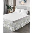 thumbnail image 4 of Sage Green Leaves Wrap Around Bed Skirts for King Bed 18" Drop,Bed Skirt with Adjustable Elastic Belt Dust Ruffle Bed Valance for Bedroom Abstract Modern Geometric Lines Simple Art Bed Frame Cover, 4 of 7