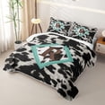 thumbnail image 3 of Feelyou Cowhide R Letter Twin Quilt Set for Women Girls, Western Farmhouse Style Twin Coverlet Set, Turquoise Brown, 2-Piece, 3 of 7