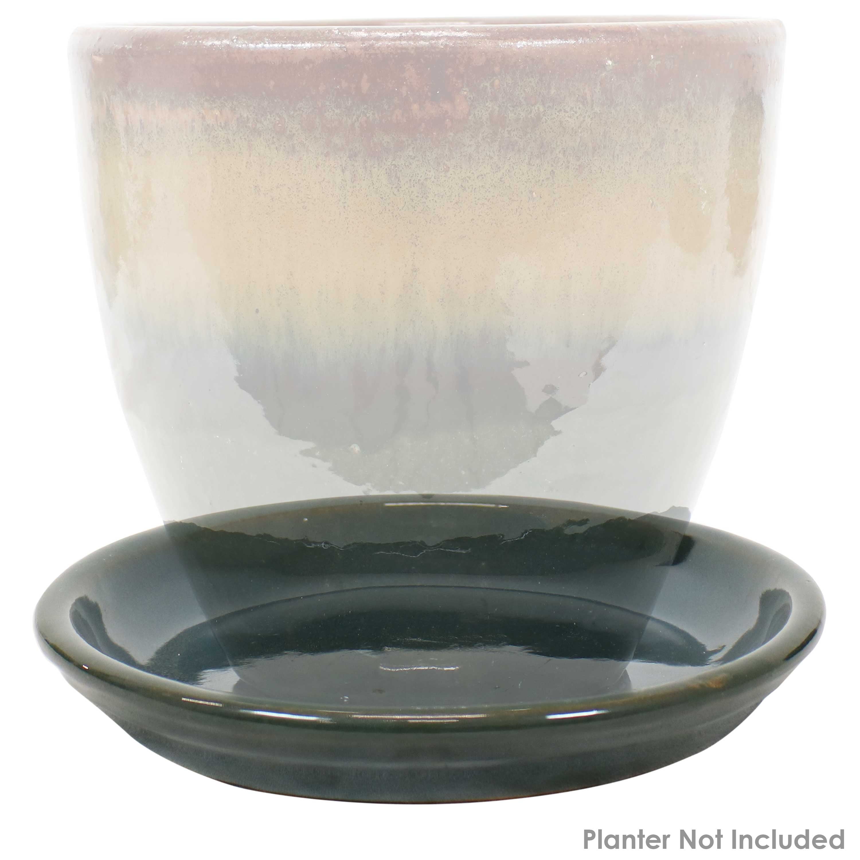 2-Pack Planter - Diameter Frost-Resistant Flower Sunnydaze Pot Glazed - - Ceramic High-Fired Outdoor/Indoor Saucer and 12\