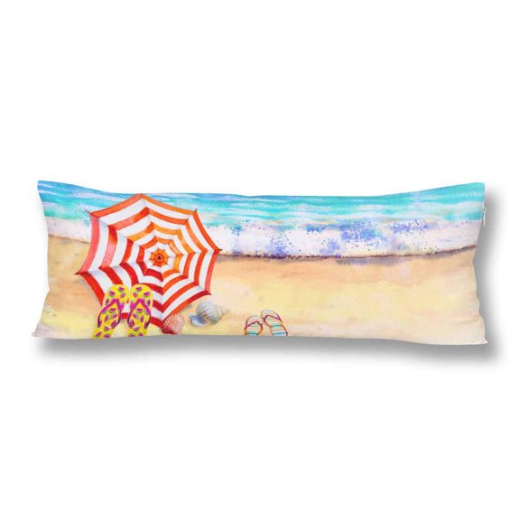 ABPHOTO Watercolor Seascape Beach Umbrella S Hoes Seashell Summer Holiday Body Pillow Covers Case Protector 20x60 inch
