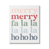 Merry Fa-La-La Minimal Typography Festive Words Inspirational Graphic Art Gallery-Wrapped Canvas Print Wall Art