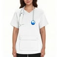 thumbnail image 2 of YOIAVAIOY White Women Solid Color Scrubs Short Sleeve V Neck Nursing Uniform Breathable Comfort Outfits with Kangaroo Pocket M, 2 of 5