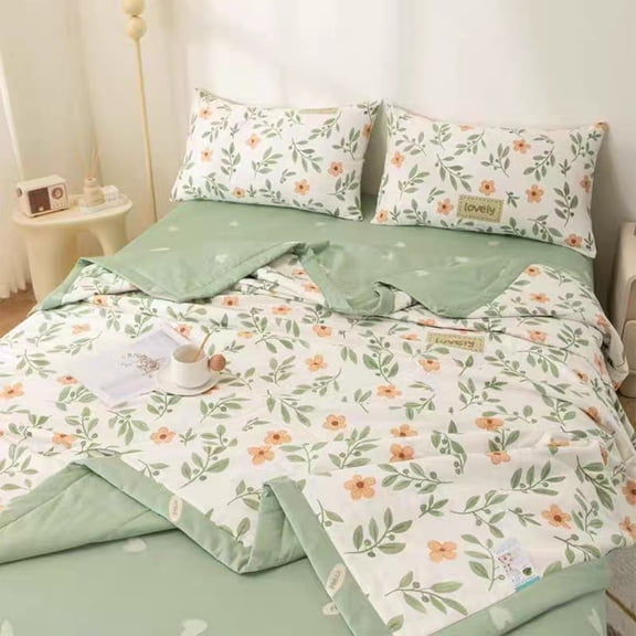 Nkmbld Summer Blanket Queen Size, Floral Print Cooling Blankets Summer Air Conditioning Quilt, Lightweight Summer Comforter Machine Washable