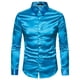 thumbnail image 1 of Qarigey Camisa transpirable para hombre Satén con mangas largas - Trabajo Boda o hogar Camisa para hombre Manga larga formal Azul grande XL Type3 NO3, 1 of 6