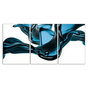 Amazing Rugs LLC Oppidan Home "Abstract Liquid in Blue" 3 Piece Acrylic Wall Art (36"H x 72"W)
