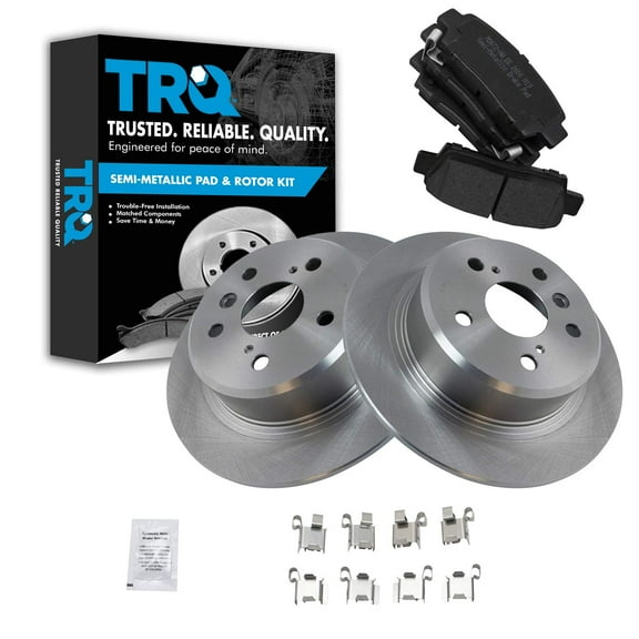 TRQ Rear Brake Pad & Rotor Kit Brake Pads Brake Rotor Semi-Metallic Fits Select 1995-1999 Toyota Avalon