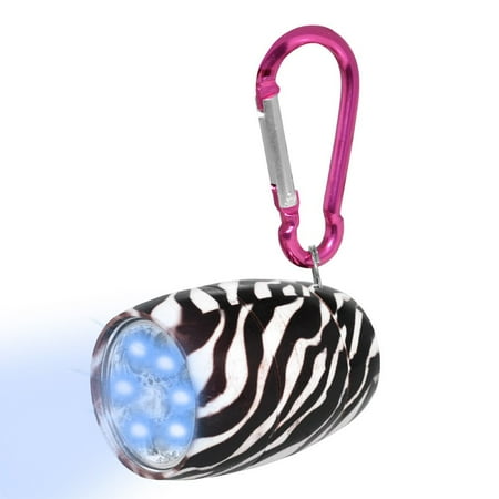 Home Fashions Zebra - Flashing LED Light Up Toys, Fashion Print LED Tank Light with Carabineer Clip - Zebra Print, 6 LED, Bright, 1.5 inch, Handy, On Off Switch