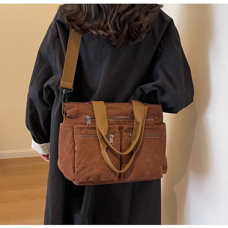 Corduroy Tote Backpack Crossbody Bag for Women, Convertible  display picture 3