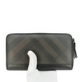 thumbnail image 2 of Pre-Owned BURBERRY Check Canvas Zip Around Wallet Grey, 2 of 12