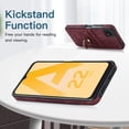 thumbnail image 4 of Case for Samsung Galaxy A22 5G with Metal Ring Holder Kickstand Card Slots Phone Cover, PU Leather Slim Plain All-Inclusive Shockproof Protection Case for Samsung Galaxy A22 5G 6.6 Inch,Winered, 4 of 17